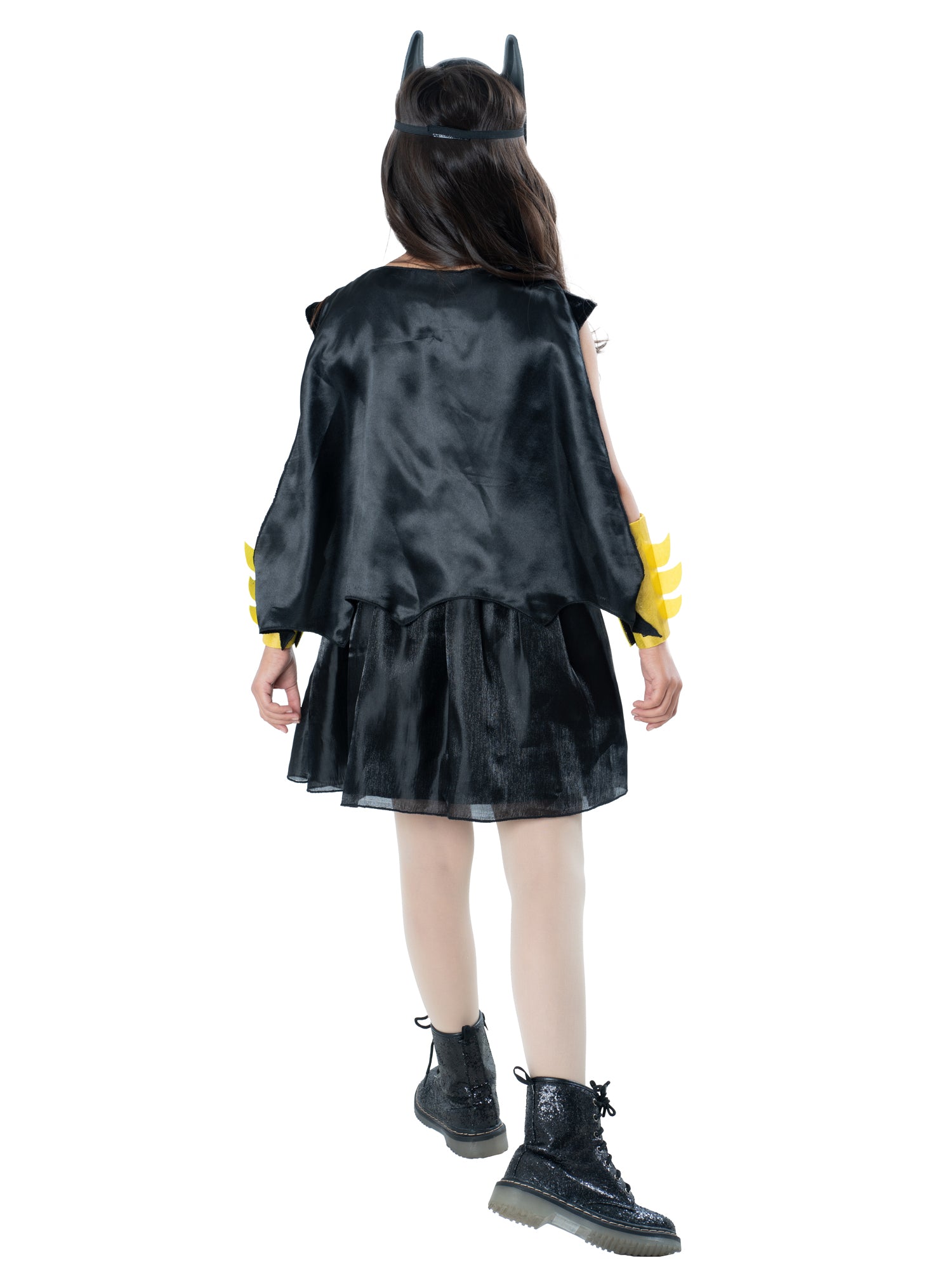 Rubies Batgirl Kinderkostüm für Mädchen mit Kleid Umhang Handstulpen und Maske – Detailansicht