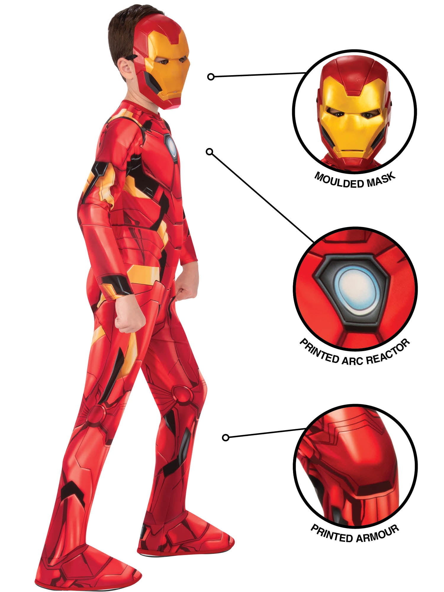 Iron Man Kinderkostüm von Rubies mit Overall und Maske – Seitenansicht