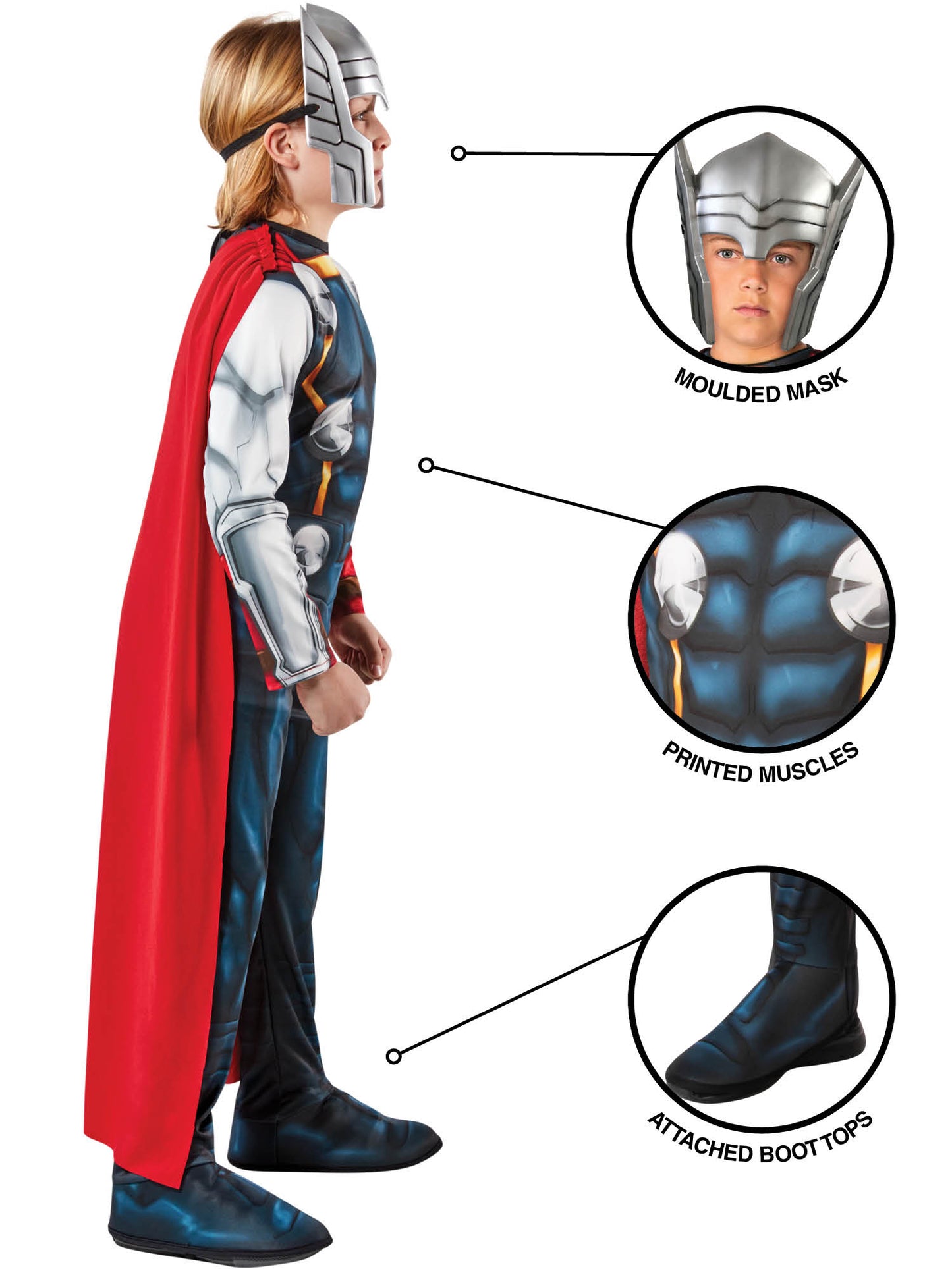 Rubies Thor Kinderkostüm für Jungen mit Overall und Maske – Seitenansicht