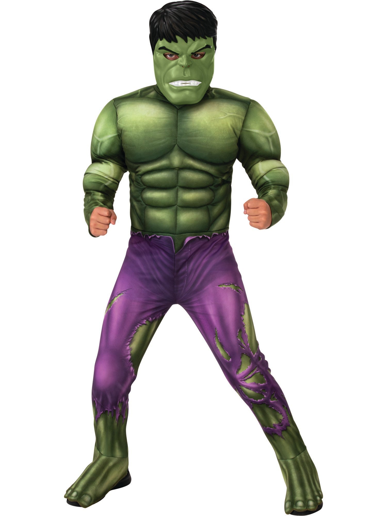 Rubies Hulk Deluxe Kinderkostüm für Jungen mit Overall und Maske – Produktansicht