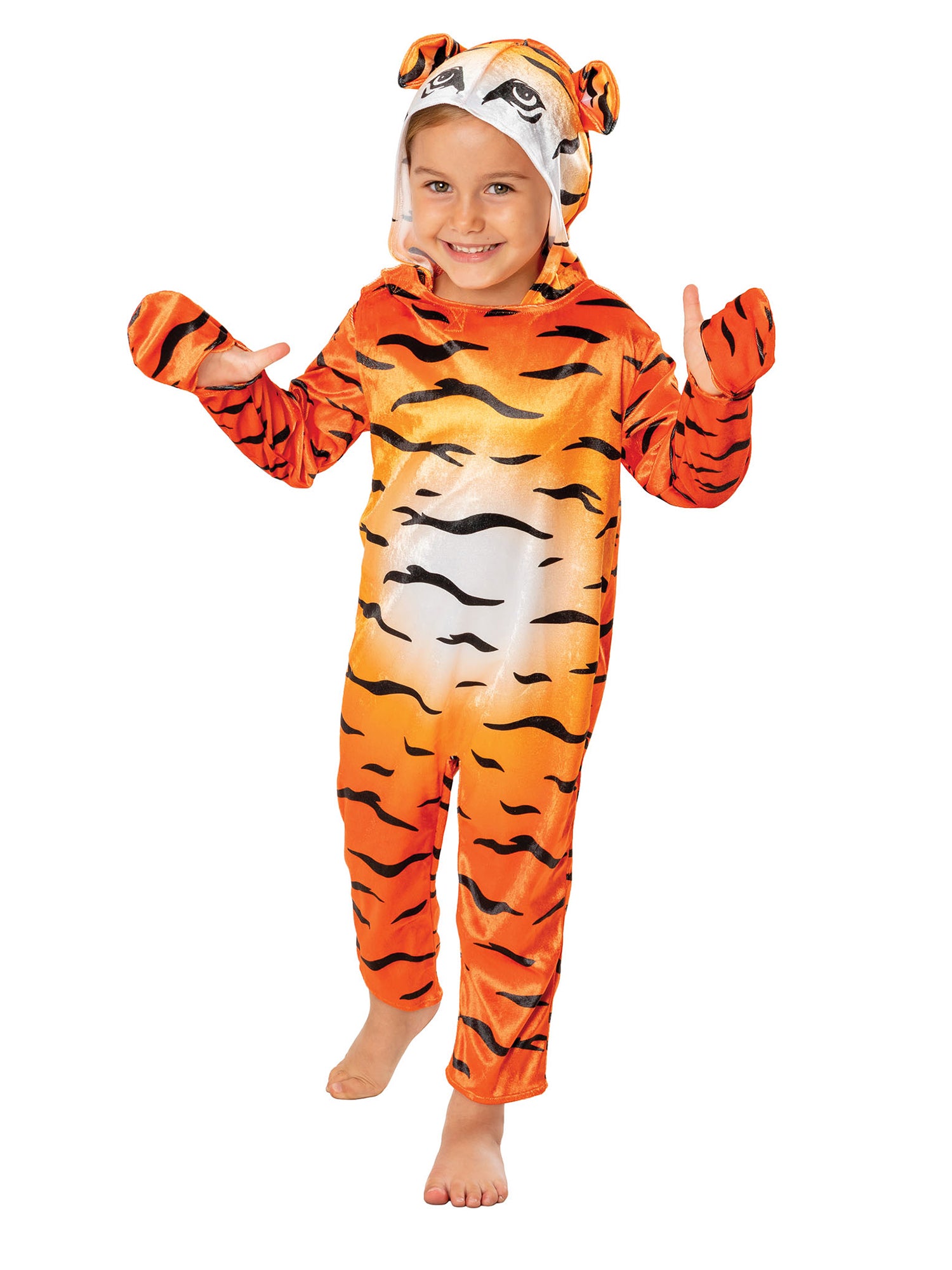 Rubies Tiger Kinderkostüm mit Overall Schwanz und Kapuze