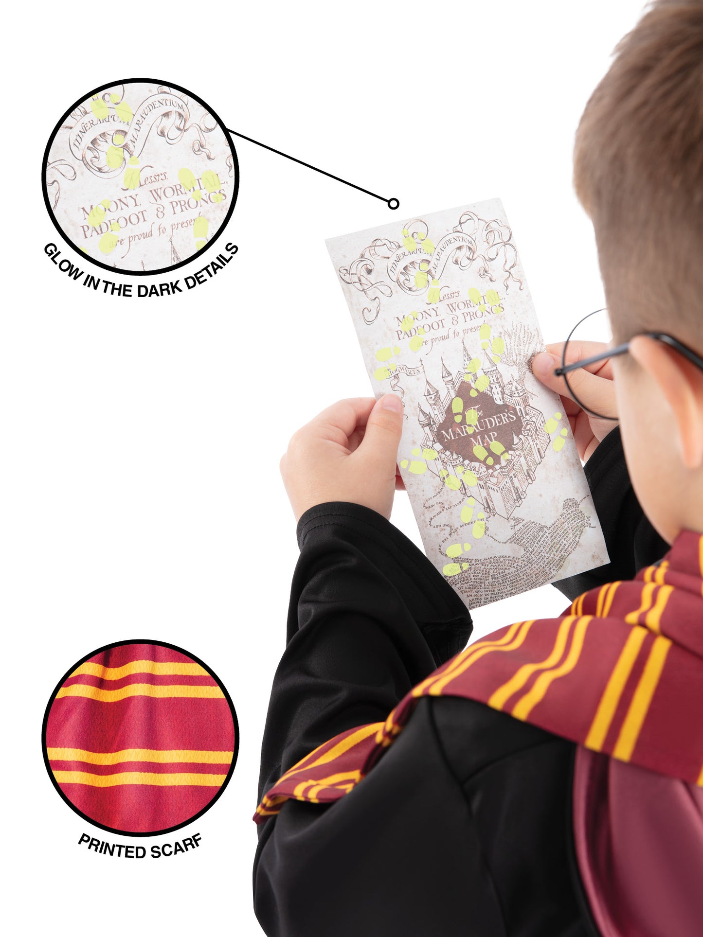 Rubies Harry Potter Kostümzubehör-Set mit Schal, Brille und Karte des Rumtreibers – Rückansicht