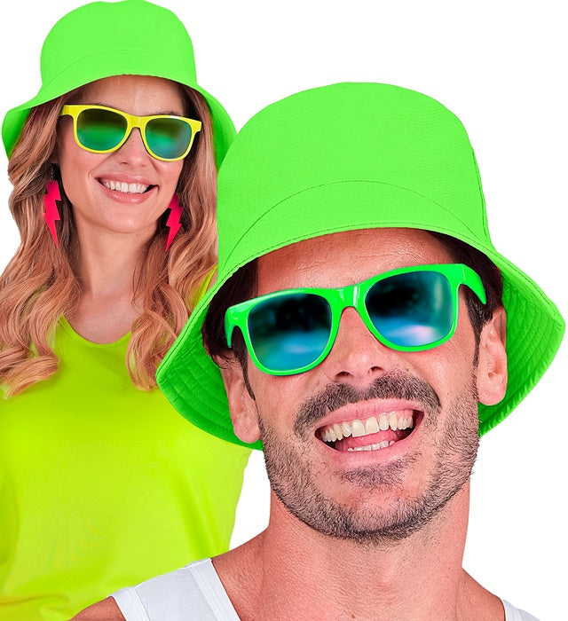 Neon grüner Anglerhut auf weißem Hintergrund – Fasnacht Kostümzubehör