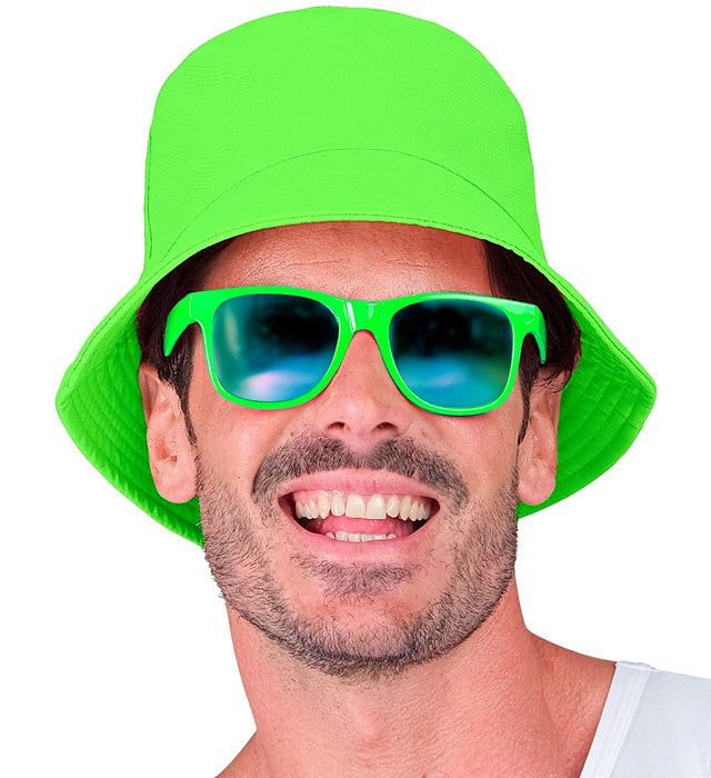 Neon grüner Anglerhut auf weißem Hintergrund – Fasnacht Kostümzubehör