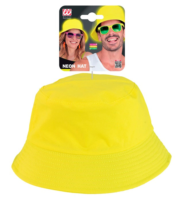 Neon gelber Anglerhut als Fasnacht-Accessoire