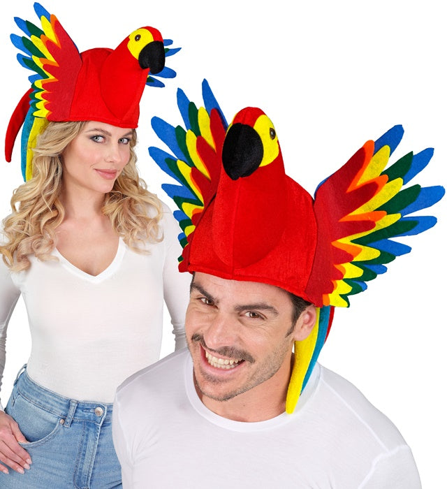 Bunter Papagei Hut mit lebhaften Farben und detailreichem Design für Fasnacht und Karneval