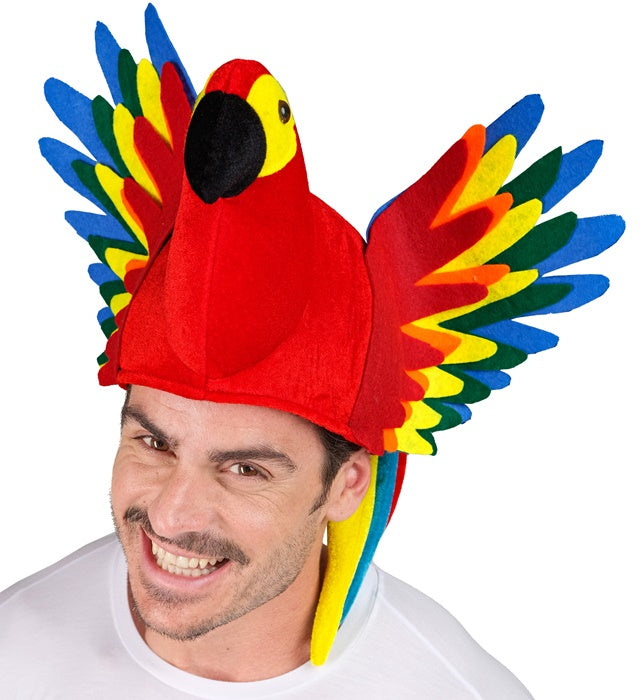 Bunter Papagei Hut mit lebhaften Farben und detailreichem Design für Fasnacht und Karneval