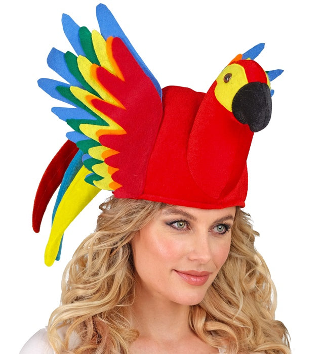 Bunter Papagei Hut mit lebhaften Farben und detailreichem Design für Fasnacht und Karneval