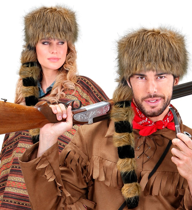 Warme Trapper Mütze mit Ohrklappen in braun für Fasnacht und Winter