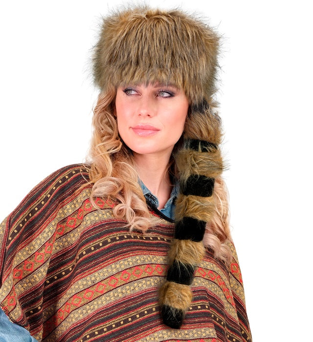 Warme Trapper Mütze mit Ohrklappen in braun für Fasnacht und Winter