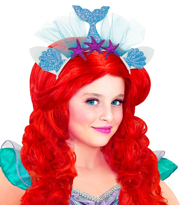 Blauer Meerjungfrau Haarreif mit Muschel-Design für Fasnacht und Karneval
