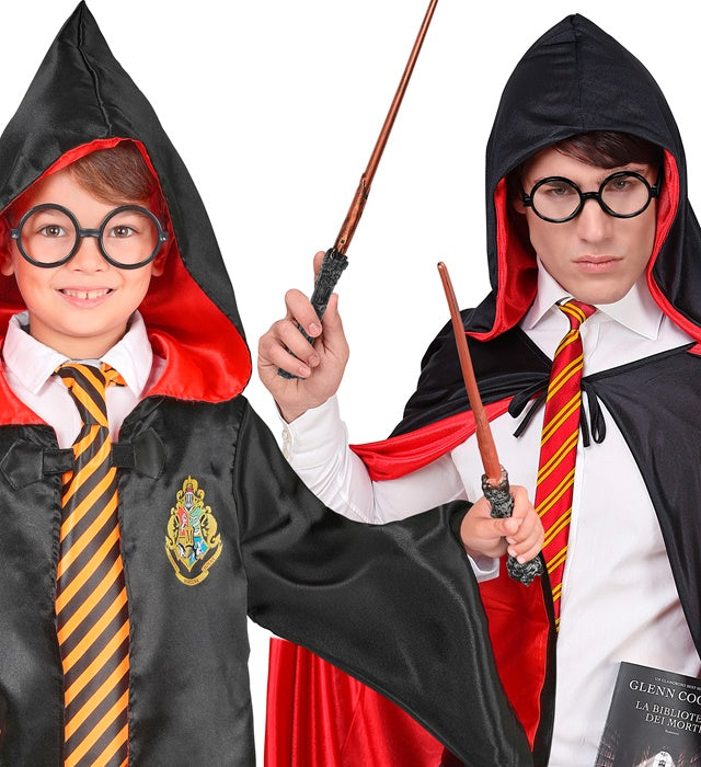 Zauberlehrling Kinderkostüm mit Zauberstab und Brille für Fasnacht