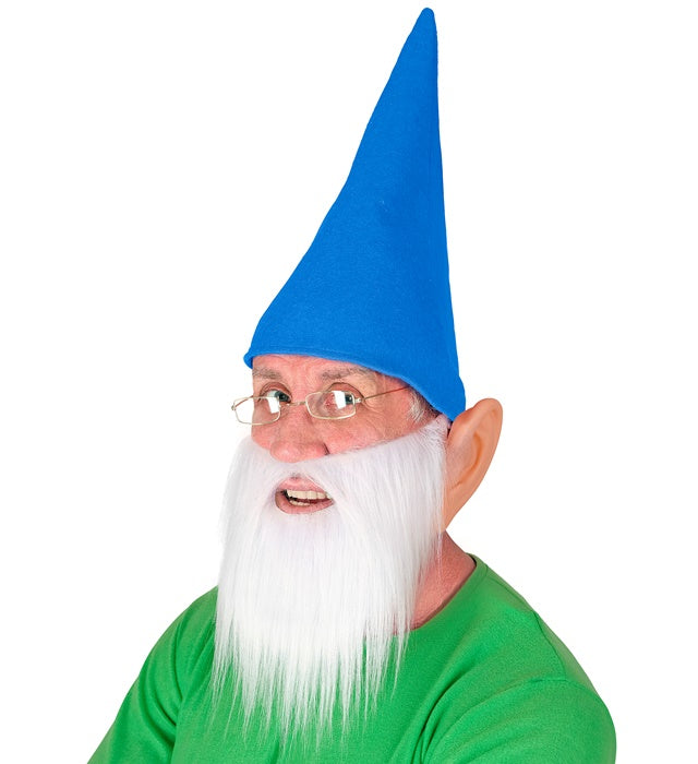 Blauer Zwerg Hut mit Bart und Ohren als Fasnacht Kostümzubehör
