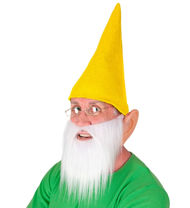 Gelber Zwerg Hut mit Bart und Ohren als Fasnachtskostüm Zubehör