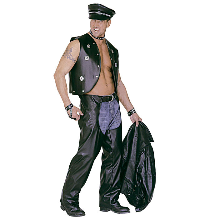 CHAPS Rocker Motorradfahrer aus Kunstleder für Fasnacht und Karneval