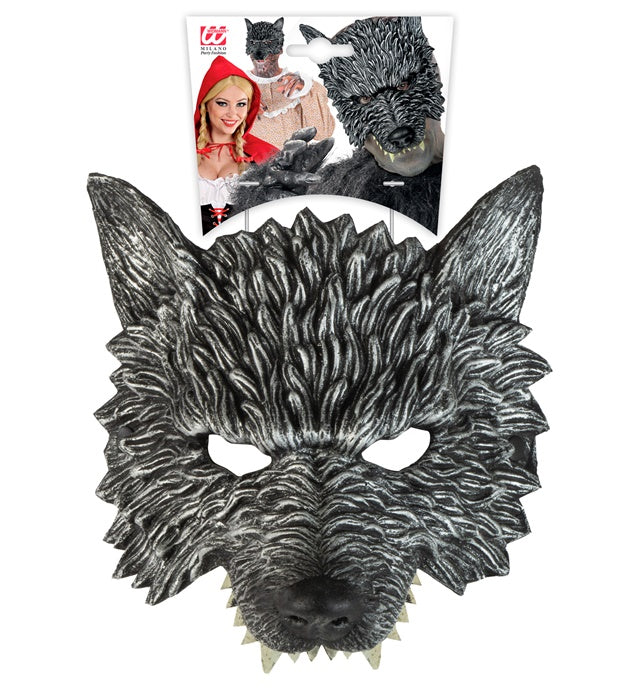Kinnlose Wolfsmaske in realistischer Optik für Fasnacht und Karneval