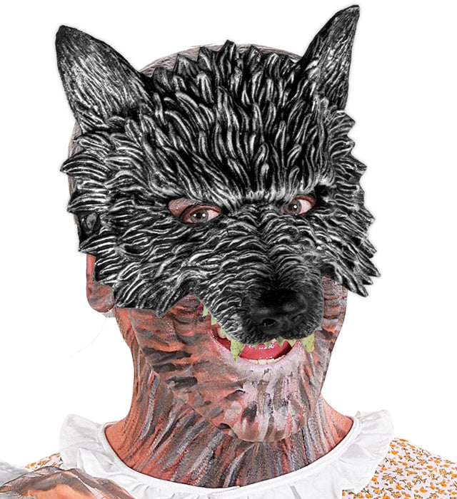 Kinnlose Wolfsmaske in realistischer Optik für Fasnacht und Karneval