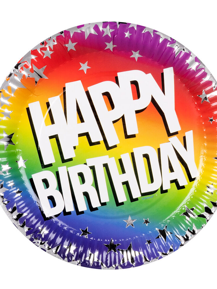 Boland Tischdekoration Happy Birthday Papierteller 18 cm 10er-Pack
