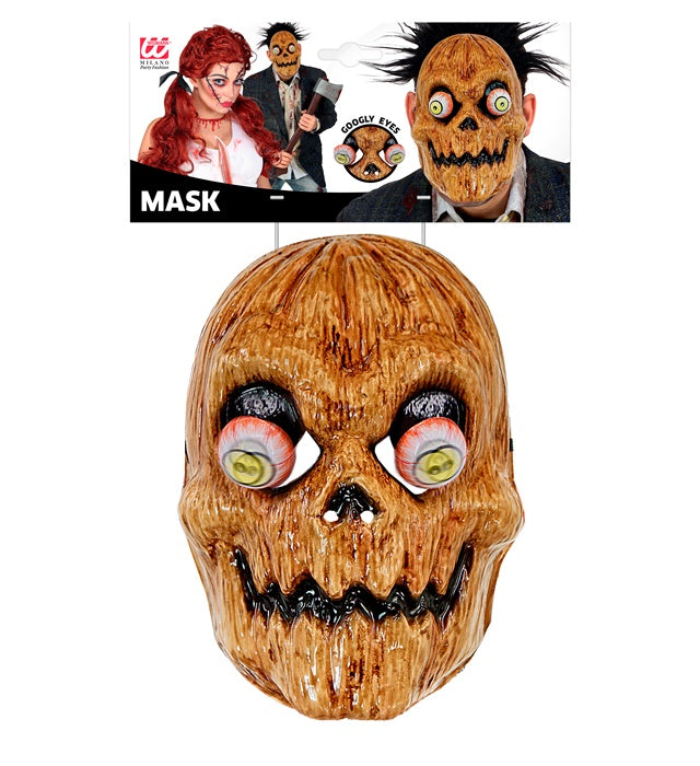 Kürbismaske mit wackelnden Augen in Orange für Halloween und Fasnacht