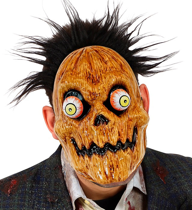 Kürbismaske mit wackelnden Augen in Orange für Halloween und Fasnacht