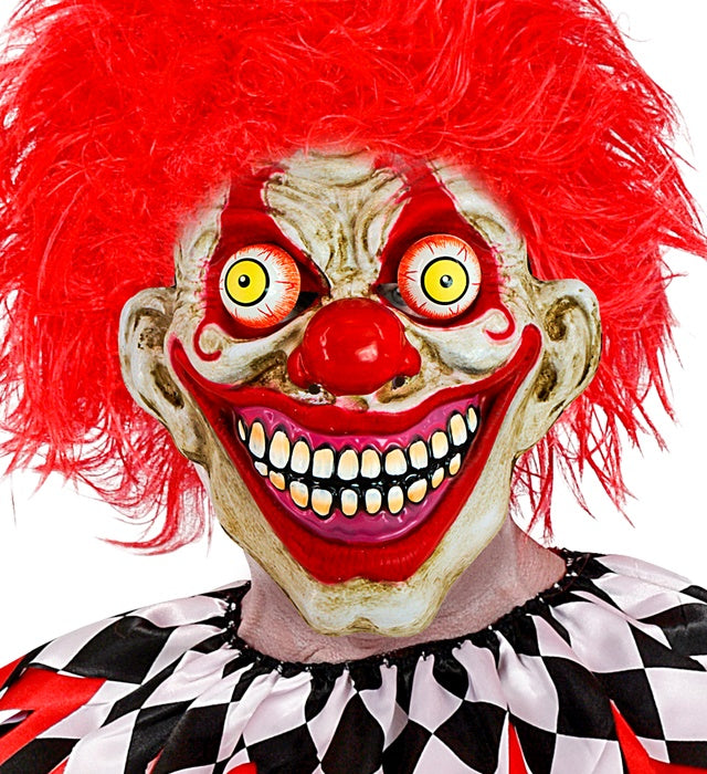 Horror Clownsmaske mit wackelnden Augen in gruseligem Design