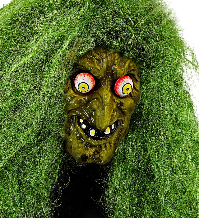 Hexenmaske mit wackelnden Augen als Halloween- und Fasnachtskostüm