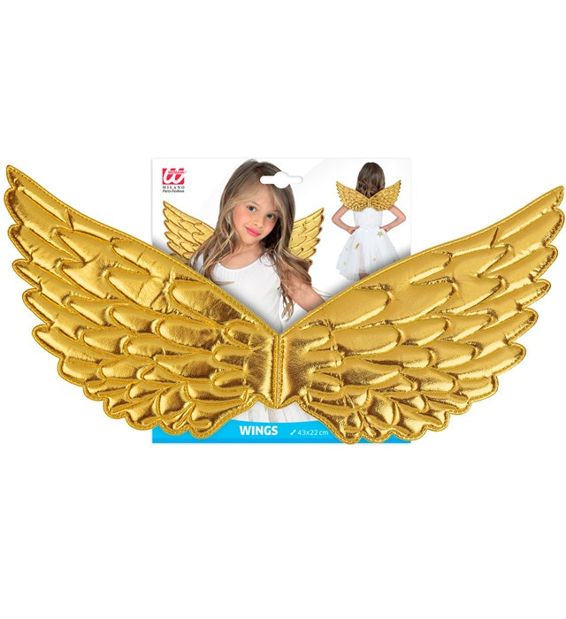 Goldene Textilflügel 43x22 cm als Fasnachts-Accessoire