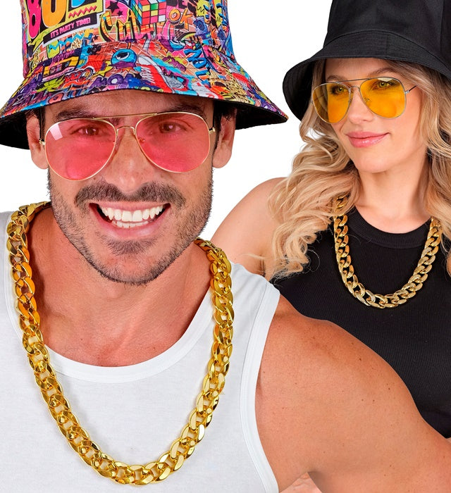 Goldene Halskette 72 cm als Fasnacht Accessoire