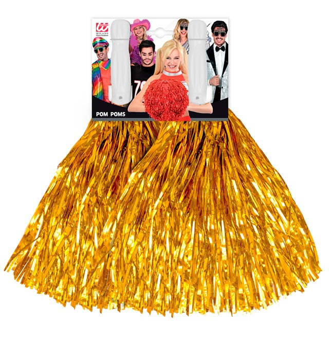 Set aus 2 goldenen Pompons für Fasnacht und Karneval