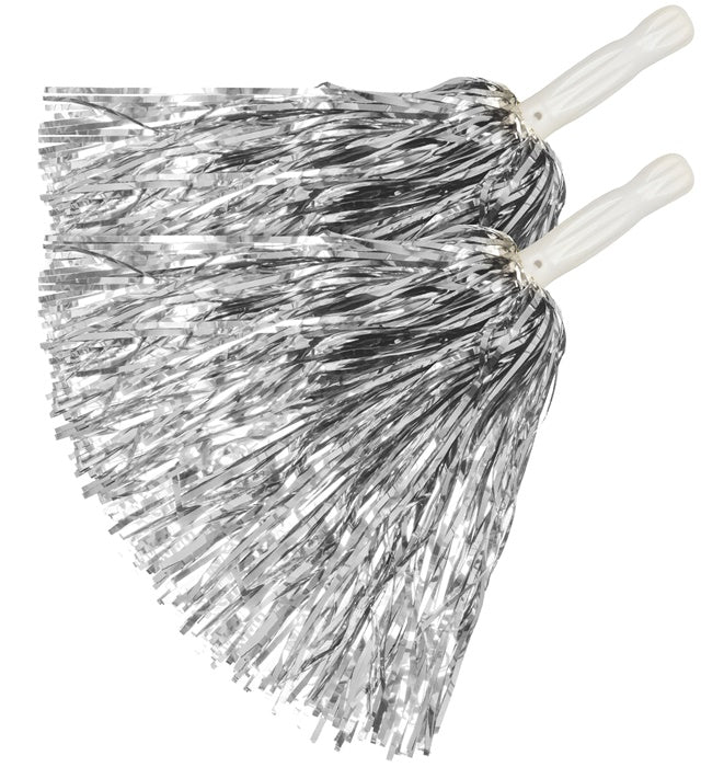 Set aus 2 silbernen Pompons für Fasnacht und Karneval