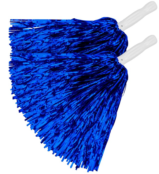 Set von zwei metallic-blauen Pompons für Fasnacht und Karneval