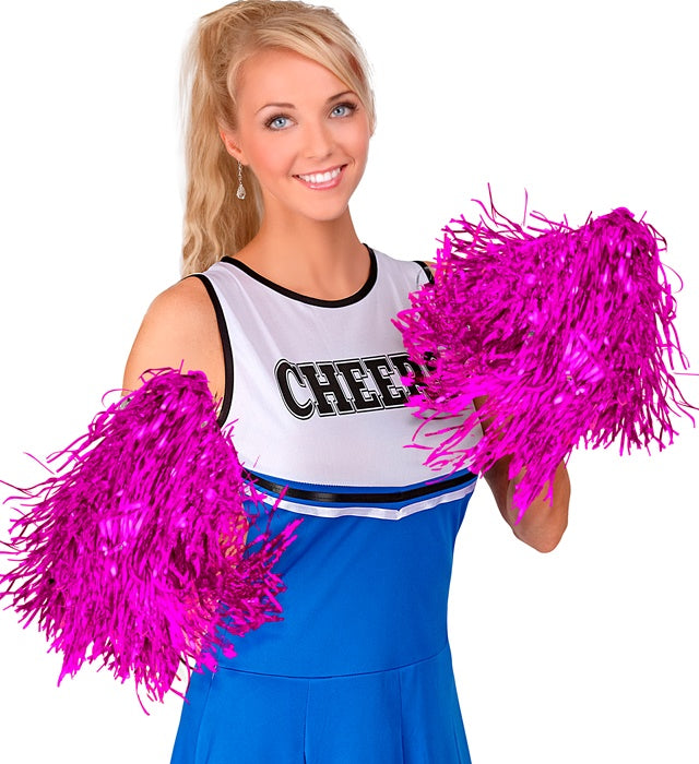 Set aus zwei metallic pinken Pompoms als Dekoration für Fasnacht und Mottoparty