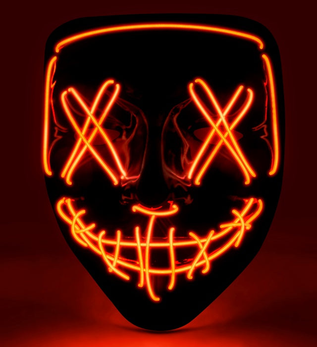 Rote LED-Maske mit leuchtenden Elementen für Halloween und Fasnacht