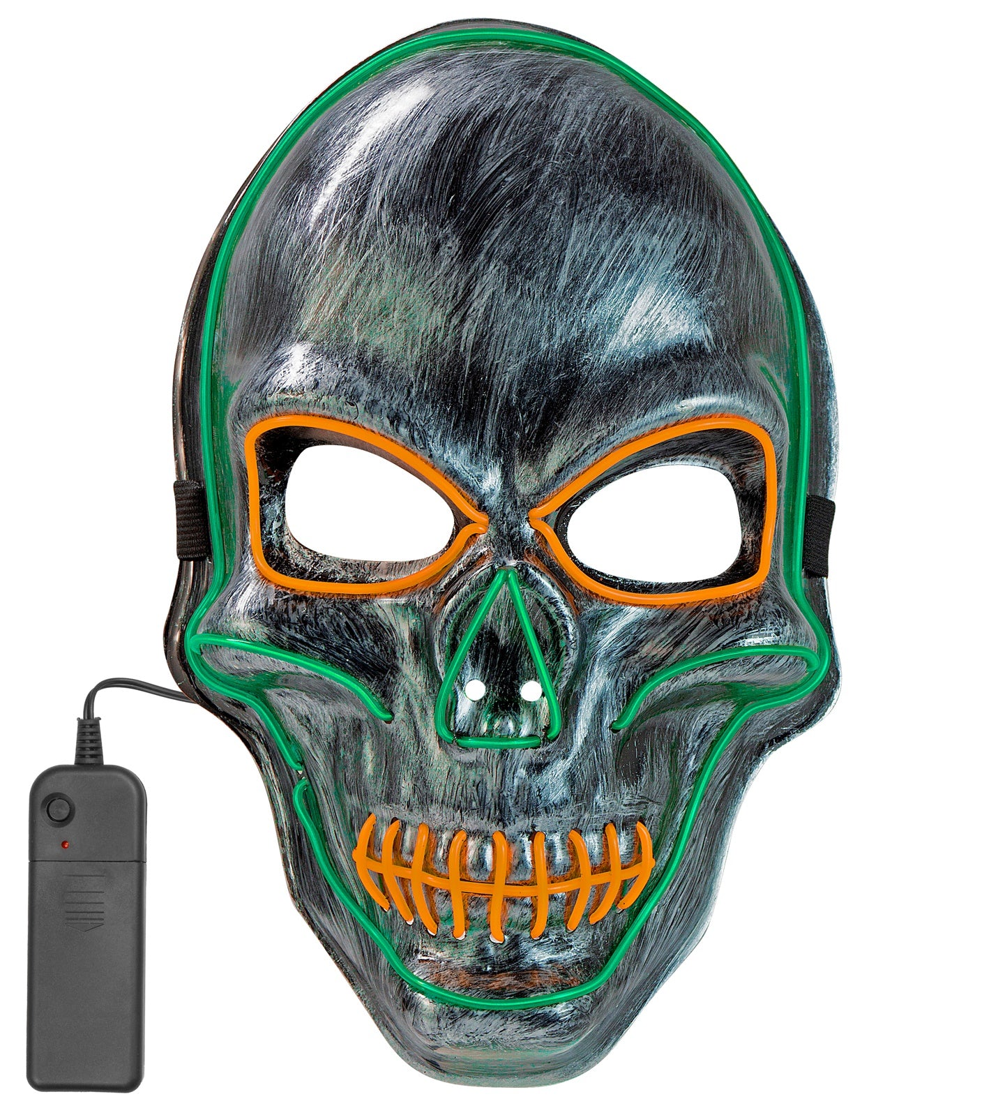 Silberne Totenkopfmaske mit LED Beleuchtung