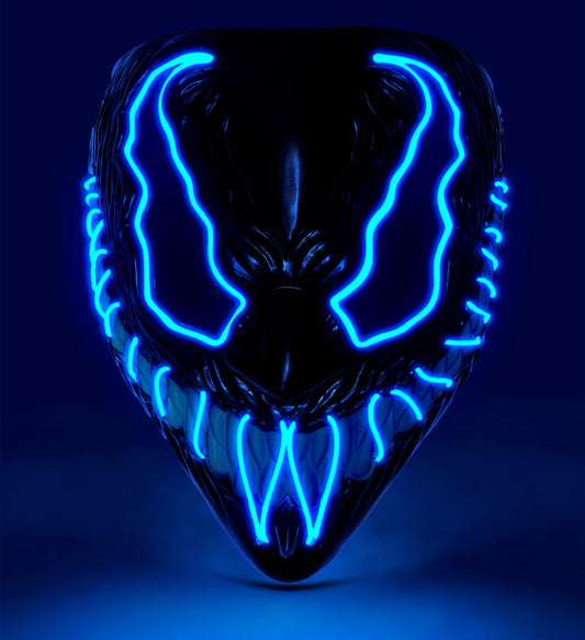 Blaue Monstermaske mit LED Beleuchtung