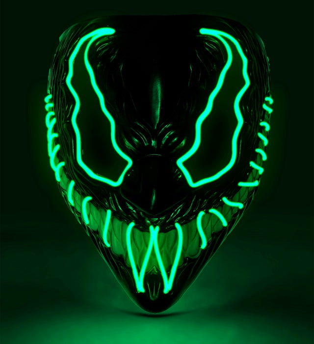Grüne Monster Maske mit LED-Leuchten für Halloween und Fasnacht