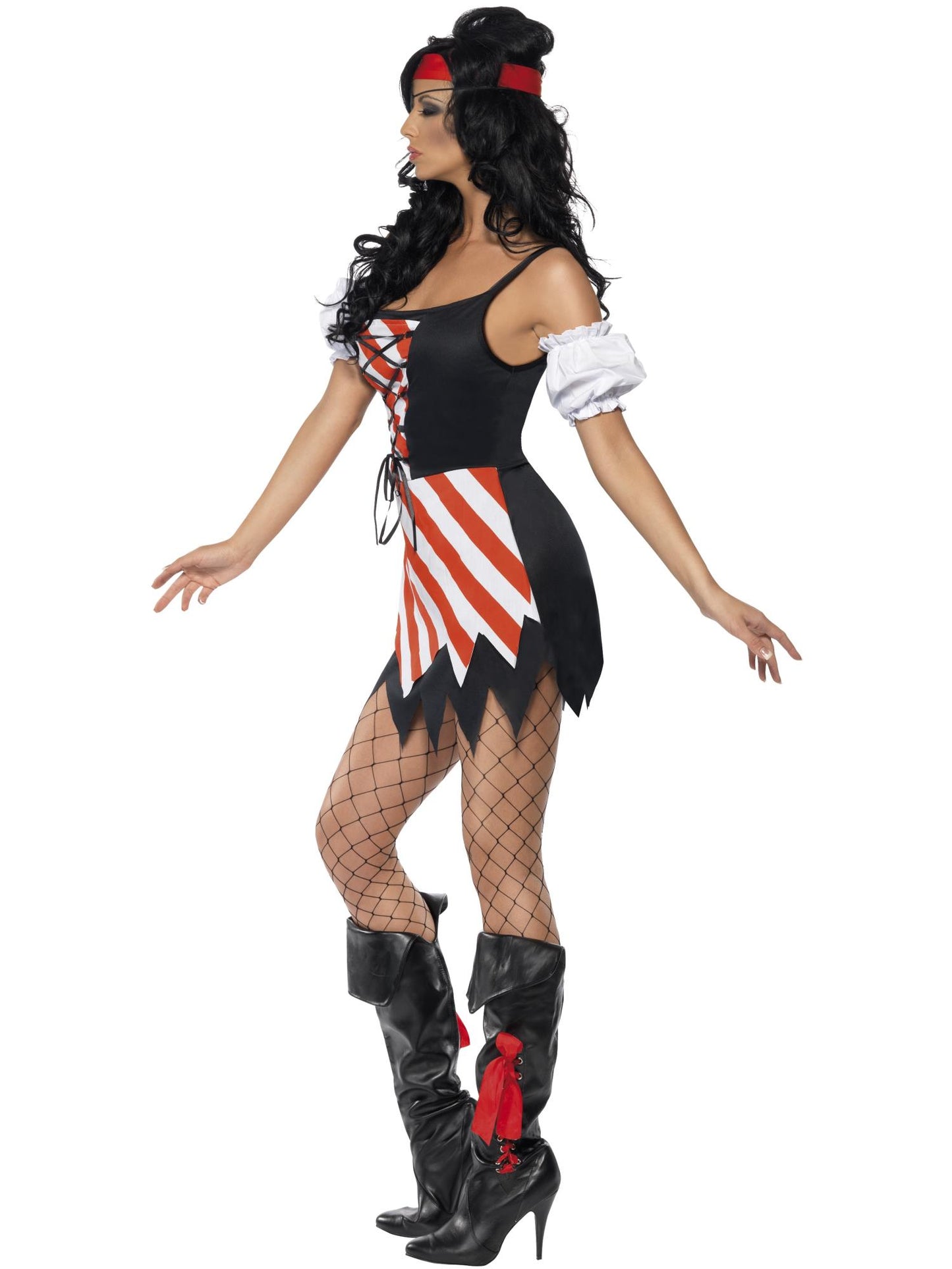 Smiffys Pirate Costume, Red & White CS für Damen