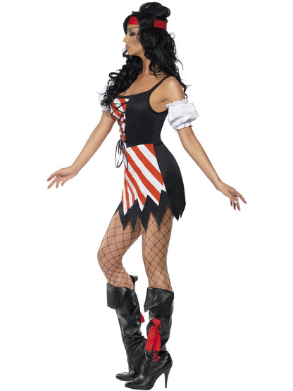 Smiffys Pirate Costume, Red & White CS für Damen