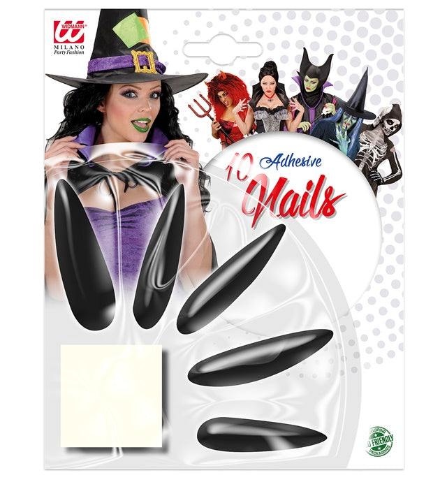 Set von 10 Maxi Hexen Fingernägeln mit Klebelaschen für Fasnacht und Halloween