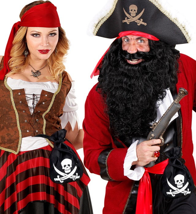 Piraten Geldbeutel mit Kordel in typischem Design für Fasnacht und Karneval