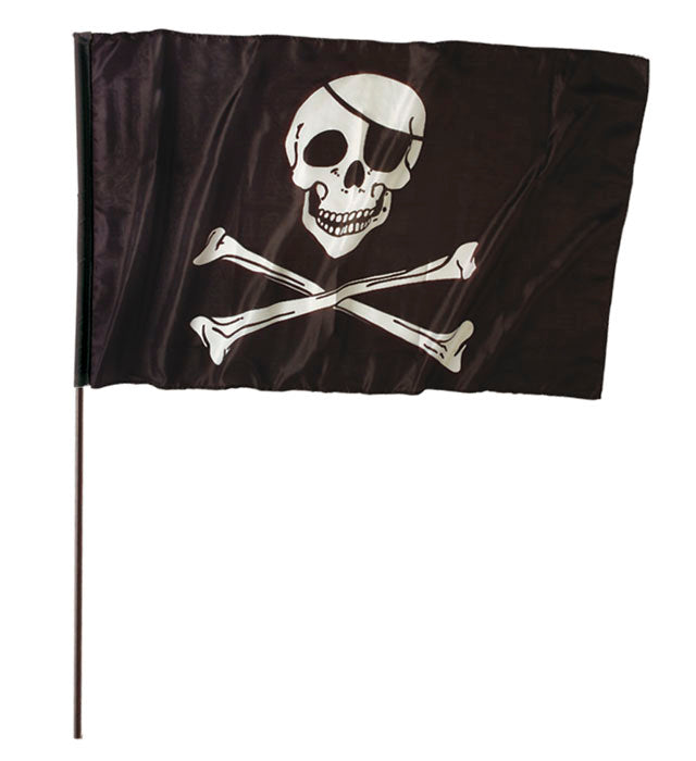 Piratenfahne 120x70 cm mit Halter 140 cm für Fasnacht und Karneval