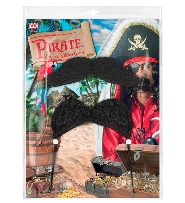Piraten Schnurrbart und Spitzbart mit Perlen für Fasnacht Kostüm