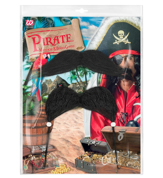 Piraten Schnurrbart und Spitzbart mit Perlen für Fasnacht Kostüm