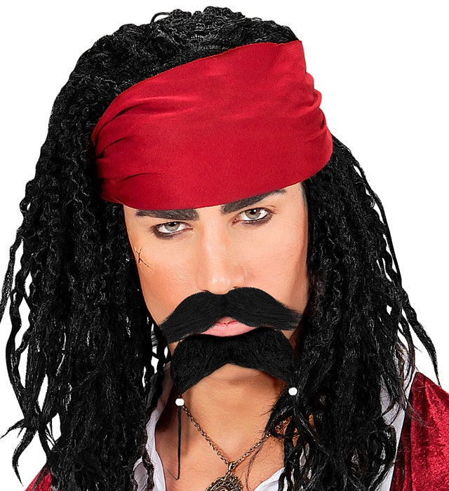 Piraten Schnurrbart und Spitzbart mit Perlen für Fasnacht Kostüm