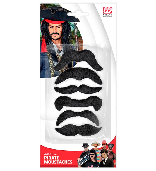 Set mit sechs verschiedenen Piratenbärten für Fasnacht und Karneval
