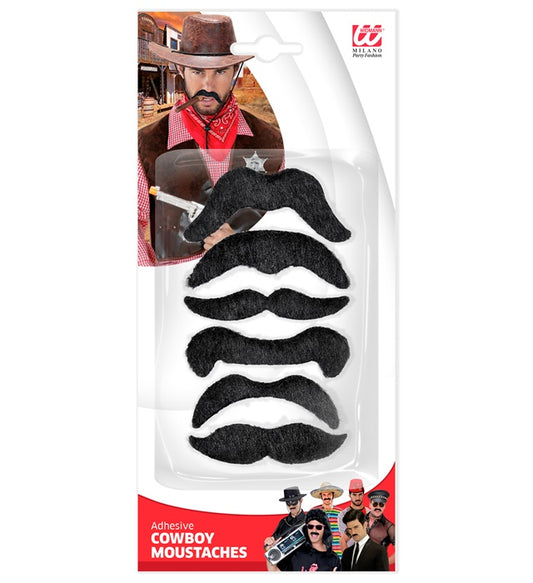 Set mit 6 Cowboybärten als Fasnachtskostüm Zubehör