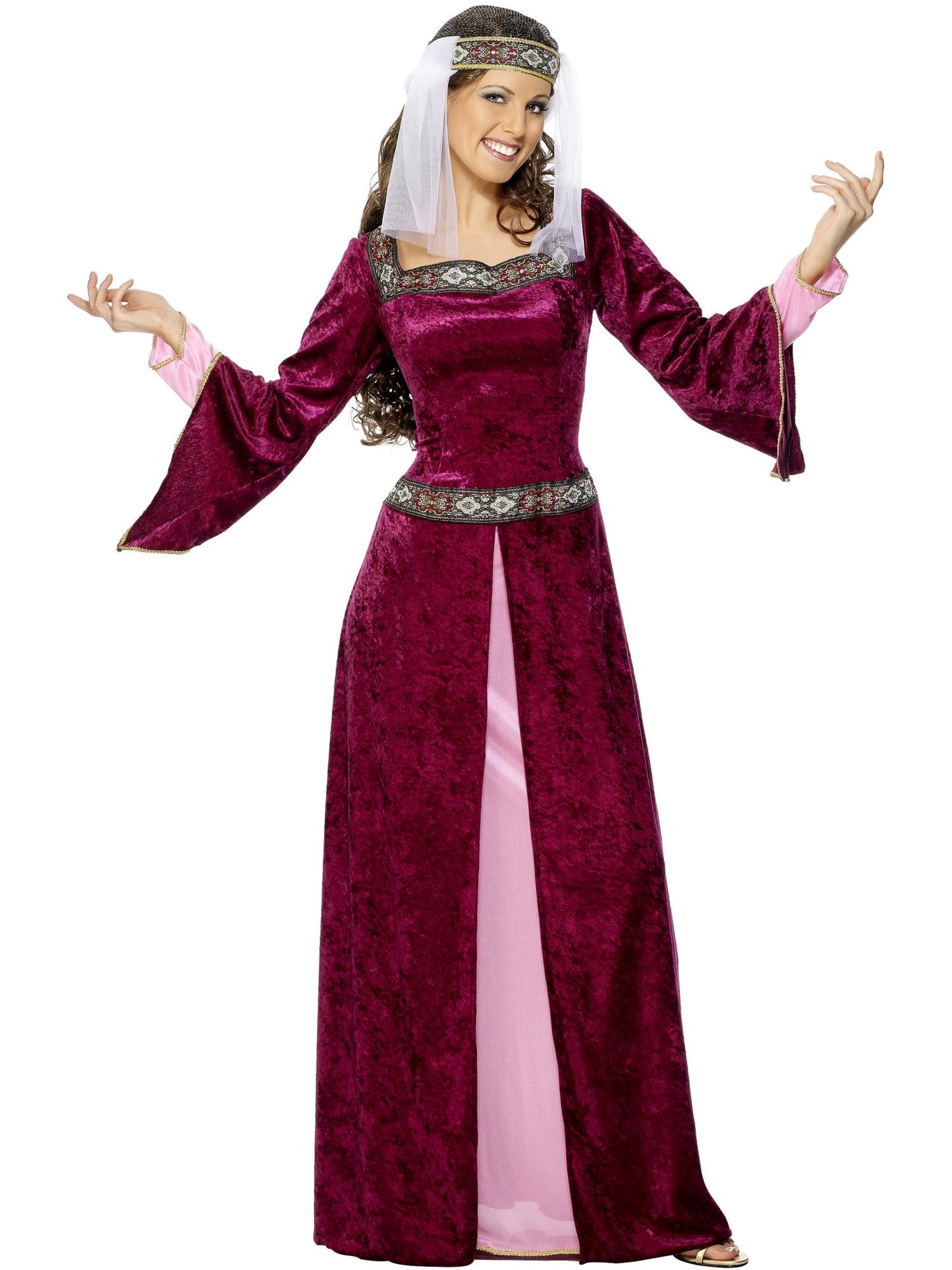 Smiffys MEDIEVAL Maid Marion Costume, Burgundy CS für Damen