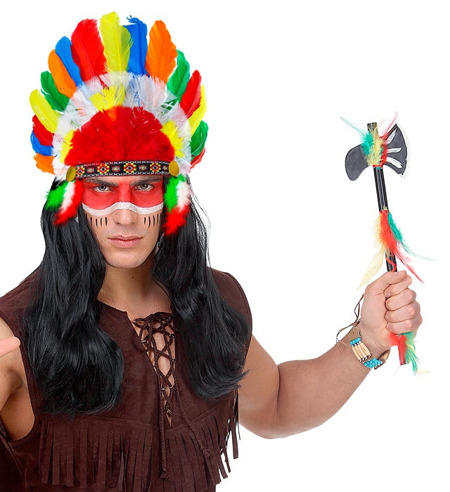 Indianerhaarschmuck mit bunten Federn für Fasnacht und Karneval