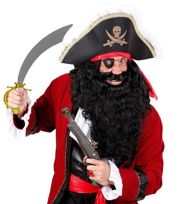 Piraten Säbel und schwarze Augenklappe 47 cm als Kostümzubehör