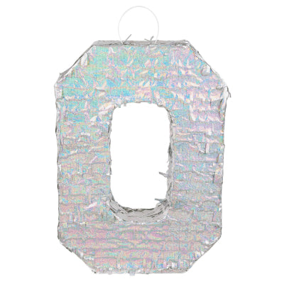 Boland Holographische Silberne Piñata Zahl 0 40x28x8 cm